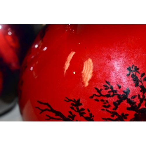 497 - A ROYAL DOULTON SUNG FLAMBE PUMPKIN VASE,  of lobed bulbous form, bears initials for Fred Moore, pri... 