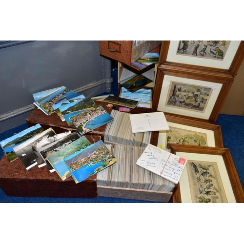 508 - POSTCARDS & PRINTS, four index file draws containing approximately 3200 - 3600 modern 'tourist' post... 