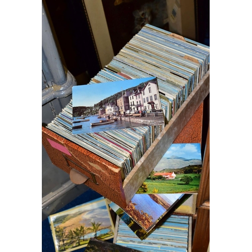 508 - POSTCARDS & PRINTS, four index file draws containing approximately 3200 - 3600 modern 'tourist' post... 