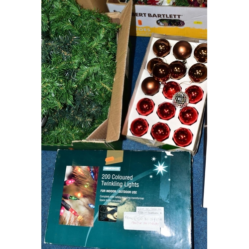 511 - EIGHT BOXES OF CHRISTMAS DECORATIONS, mainly modern with late twentieth century items, to include fo... 
