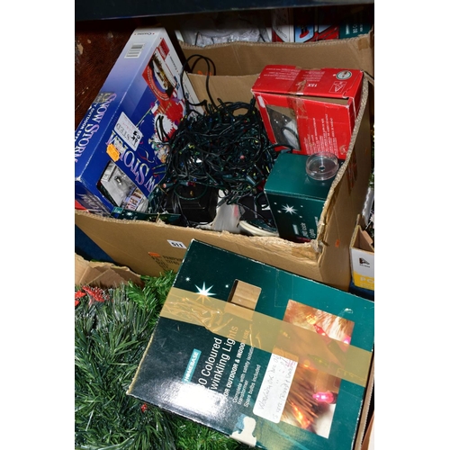 511 - EIGHT BOXES OF CHRISTMAS DECORATIONS, mainly modern with late twentieth century items, to include fo... 
