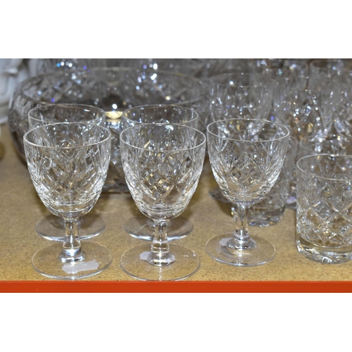 517 - A QUANTITY OF CUT CRYSTAL GLASSWARES, to include approximately fifty five pieces, two mallet shaped ... 