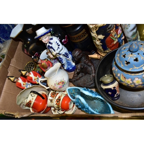 519 - THREE BOXES AND LOOSE CERAMICS AND GLASSWARES, to include a twenty two piece Coalport Indian Tree te... 