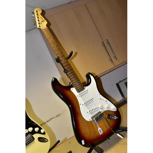 524 - A SQUIER AFFINITY STRATOCASTER in tobacco Sunburst with  scratchplate and pickup covers, rosewood fi... 