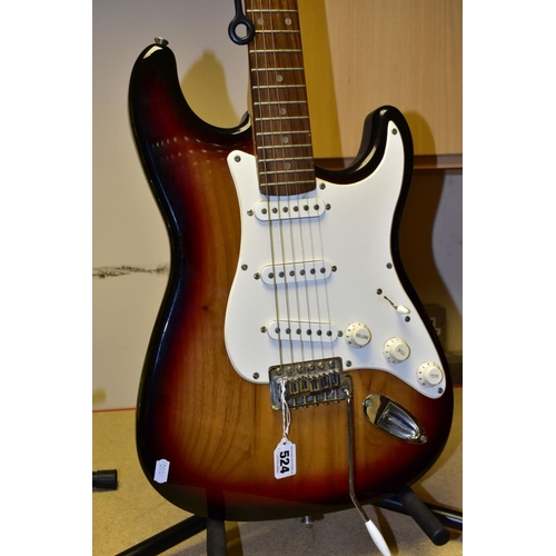 524 - A SQUIER AFFINITY STRATOCASTER in tobacco Sunburst with  scratchplate and pickup covers, rosewood fi... 