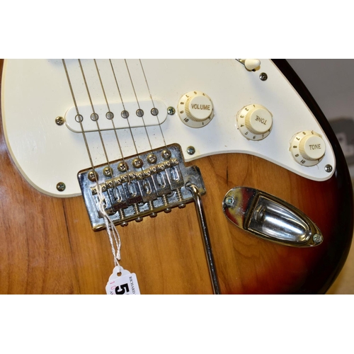 524 - A SQUIER AFFINITY STRATOCASTER in tobacco Sunburst with  scratchplate and pickup covers, rosewood fi... 