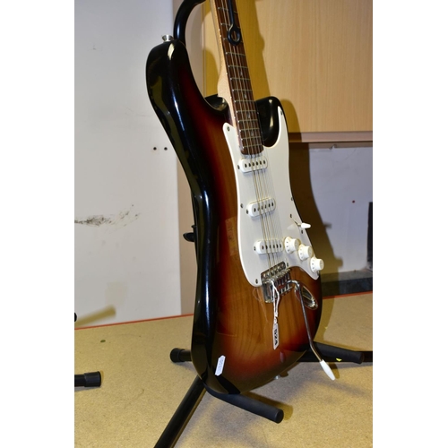 524 - A SQUIER AFFINITY STRATOCASTER in tobacco Sunburst with  scratchplate and pickup covers, rosewood fi... 