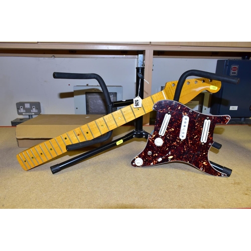 526 - A NEW STRAT STYLE MAPLE NECK with 22 frets, no mounting screw holes so never fitted, along with a St... 