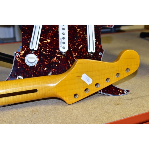 526 - A NEW STRAT STYLE MAPLE NECK with 22 frets, no mounting screw holes so never fitted, along with a St... 