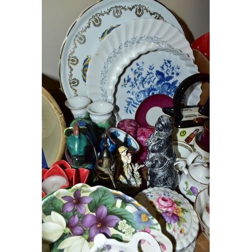 531 - SIX BOXES OF CERAMICS AND GLASSWARES, to include a Royal Doulton Camelot TC1061 twenty eight piece p... 