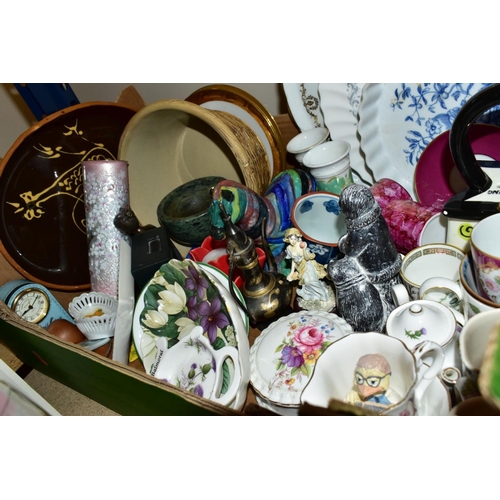 531 - SIX BOXES OF CERAMICS AND GLASSWARES, to include a Royal Doulton Camelot TC1061 twenty eight piece p... 