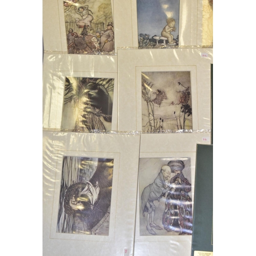 557 - PRINTS, a collection of twenty mounted antique prints comprising ten Arthur Rackham prints, to 'Pete... 