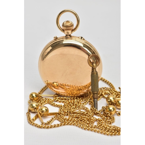 105 - A LATE VICTORIAN 18CT GOLD OPEN FACE POCKET WATCH, by Barraud & Lunds London, the white face with bl... 