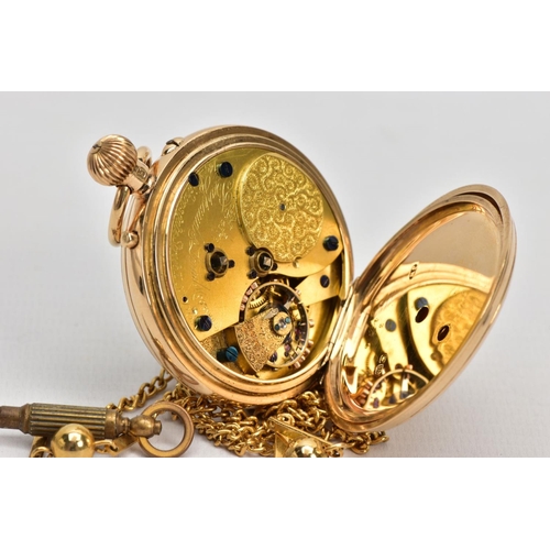 105 - A LATE VICTORIAN 18CT GOLD OPEN FACE POCKET WATCH, by Barraud & Lunds London, the white face with bl... 