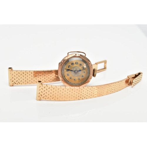 92 - A 9CT GOLD LADY'S WATCH HEAD AND A WATCH STRAP, a lady's watch head hallmarked 9ct gold Glasgow 1928... 
