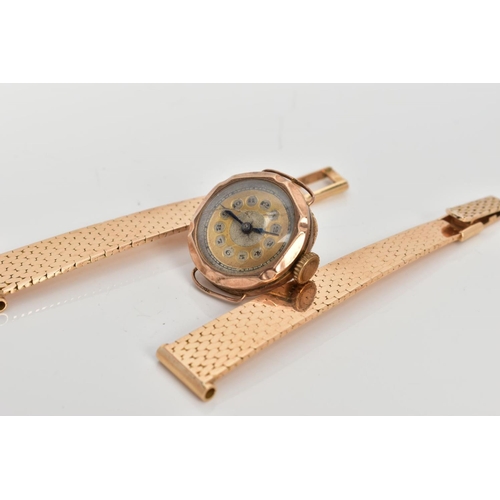 92 - A 9CT GOLD LADY'S WATCH HEAD AND A WATCH STRAP, a lady's watch head hallmarked 9ct gold Glasgow 1928... 