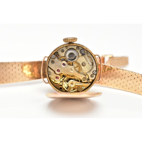 92 - A 9CT GOLD LADY'S WATCH HEAD AND A WATCH STRAP, a lady's watch head hallmarked 9ct gold Glasgow 1928... 