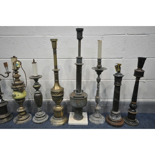 1611 - TEN VARIOUS VINTAGE TABLE LAMPS, of various styles, ages, materials and country of origin (condition... 