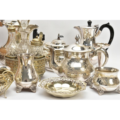 130 - AN ASSORTMENT OF CUTLERY AND OTHER ITEMS, to include an EPNS four piece tea service set comprising o... 