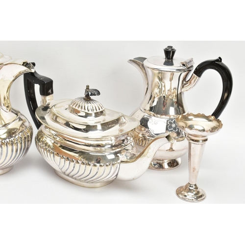 130 - AN ASSORTMENT OF CUTLERY AND OTHER ITEMS, to include an EPNS four piece tea service set comprising o... 