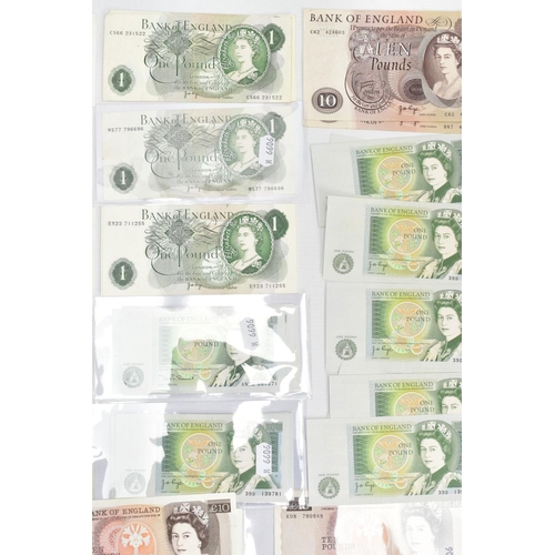 141 - A QUANTITY OF UK BANKNOTES, to include 21 x consecutive page one pounds 39d 759-780, 6 x page one po... 