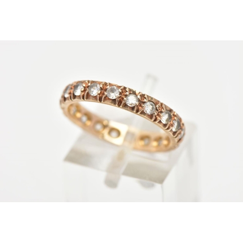 162 - A 9CT GOLD FULL ETERNITY RING, set with circular cut colourless cubic zirconia, hallmarked 9ct gold ... 