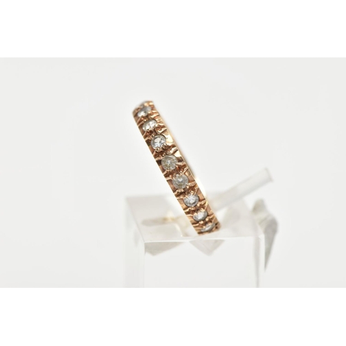 162 - A 9CT GOLD FULL ETERNITY RING, set with circular cut colourless cubic zirconia, hallmarked 9ct gold ... 