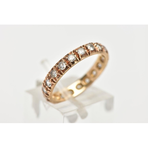 162 - A 9CT GOLD FULL ETERNITY RING, set with circular cut colourless cubic zirconia, hallmarked 9ct gold ... 