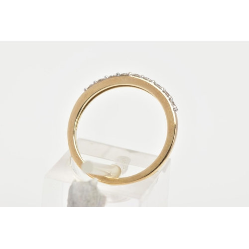 167 - A 9CT GOLD DIAMOND HALF ETERNITY RING, designed with a row of nine claw set round brilliant cut diam... 