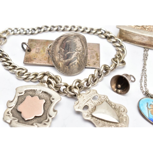 176 - AN ASSORTMENT OF SILVER JEWELLERY, to include a 1oz silver pendant, hallmarked sterling London, a si... 