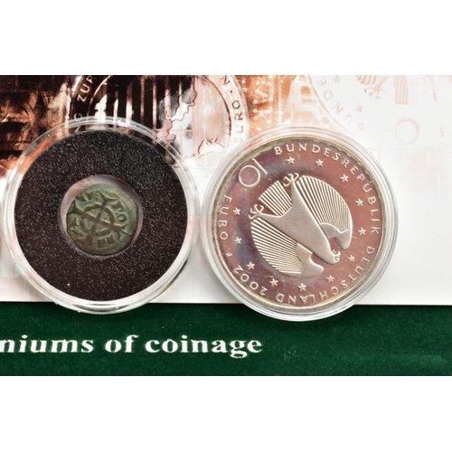 196 - GREAT SILVER EUROPEAN COINS, to include a boxed set of coins from four millennia, 1st millennia silv... 