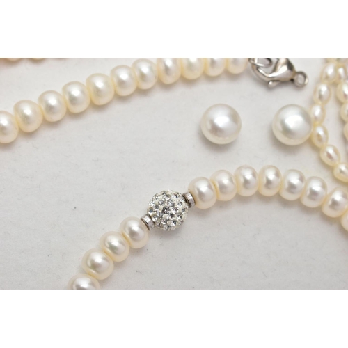 201 - FIVE PIECES OF CULTURED PEARL JEWELLERY, to include a three piece gift set comprising of a necklace,... 