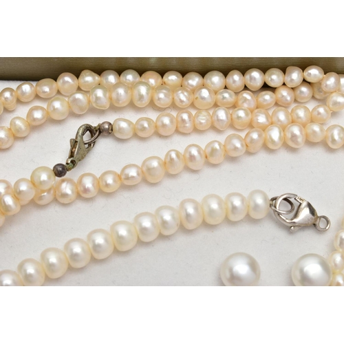 201 - FIVE PIECES OF CULTURED PEARL JEWELLERY, to include a three piece gift set comprising of a necklace,... 