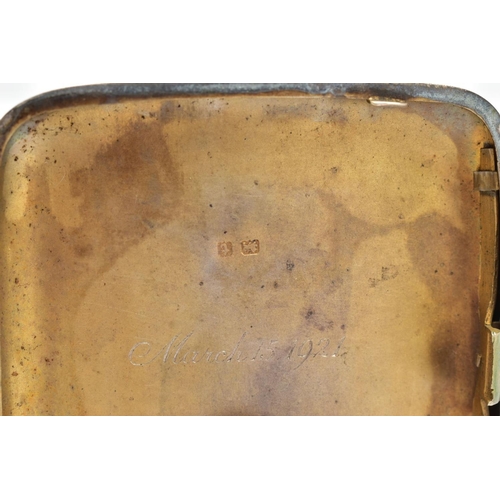 55 - A SILVER CIGARETTE CASE, of a rounded square form, engine turned design with engraved monogram, fitt... 