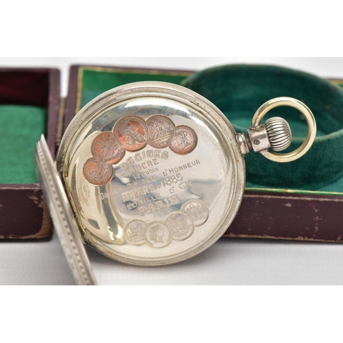 85 - A 'LONGINES' FULL HUNTER POCKET WATCH, round white dial signed 'Longines', Roman numerals, outer Ara... 