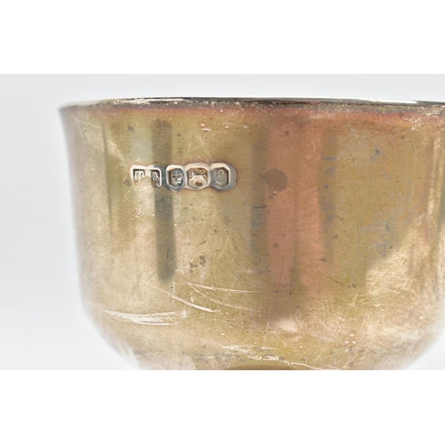 92 - A SILVER GOBLET, raised on a tapered stem with round base, worn gilt interior, hallmarked 'TF' Sheff... 