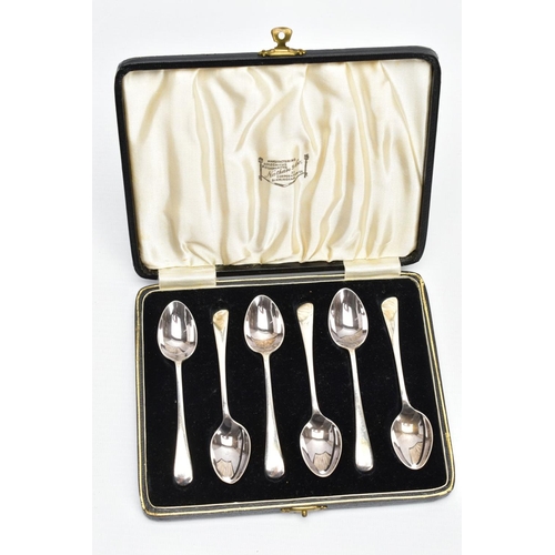 94 - A CASED SET OF SIX SILVER TEASPOONS, each of an old English pattern, hallmarked 'T Wilkinson & Sons'... 