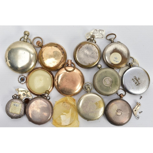 96 - A SELECTION OF POCKET WATCHES, to include a small silver open face watch with a white dial, Roman nu... 