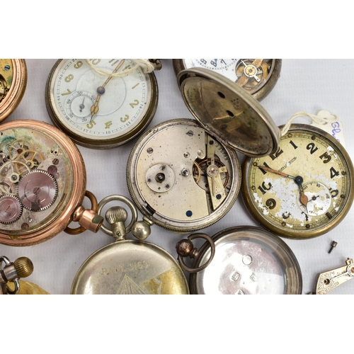 96 - A SELECTION OF POCKET WATCHES, to include a small silver open face watch with a white dial, Roman nu... 