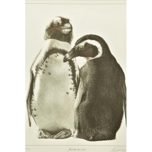 409 - GARY HODGES (BRITISH 1954) 'JUST THE TWO OF US', a signed limited edition print of two Jackass Pengu... 