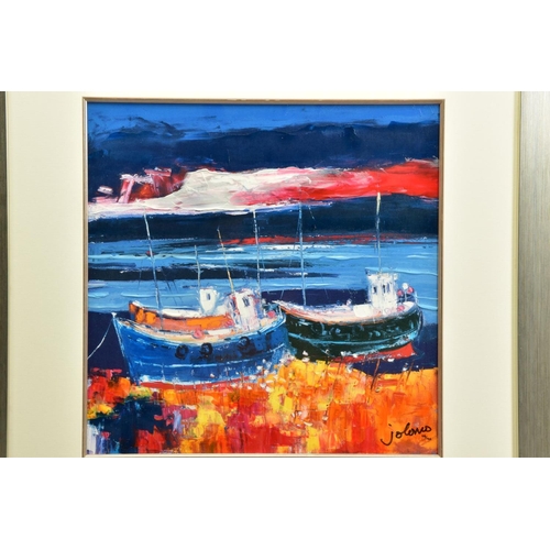 411 - JOHN LOWRIE MORRISON JOLOMO (SCOTTISH 1948) 'BEACHED BOATS', a signed hand embellished, limited edit... 