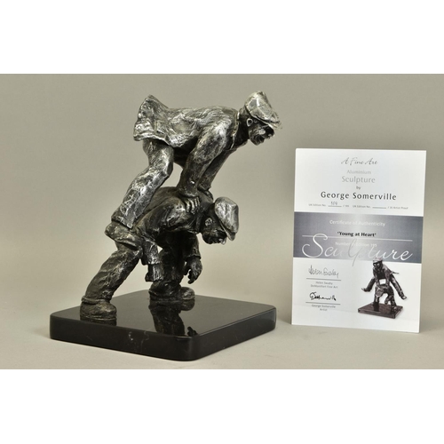 418 - GEORGE SOMERVILLE (SCOTLAND 1947) 'YOUNG AT HEART', a limited edition aluminium sculpture of two men... 