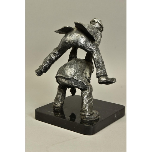 418 - GEORGE SOMERVILLE (SCOTLAND 1947) 'YOUNG AT HEART', a limited edition aluminium sculpture of two men... 