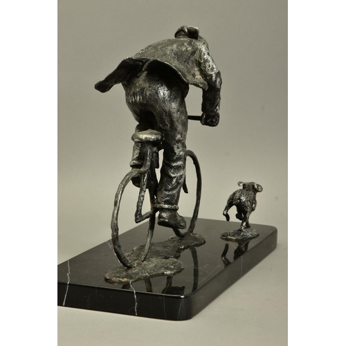 420 - GEORGE SOMERVILLE (SCOTLAND 1947) 'BARK AND RIDE', a limited edition aluminium sculpture of a man on... 