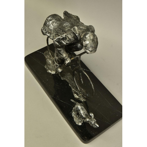 420 - GEORGE SOMERVILLE (SCOTLAND 1947) 'BARK AND RIDE', a limited edition aluminium sculpture of a man on... 