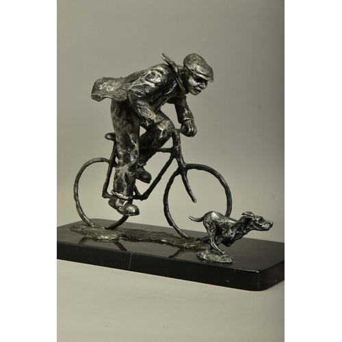 420 - GEORGE SOMERVILLE (SCOTLAND 1947) 'BARK AND RIDE', a limited edition aluminium sculpture of a man on... 