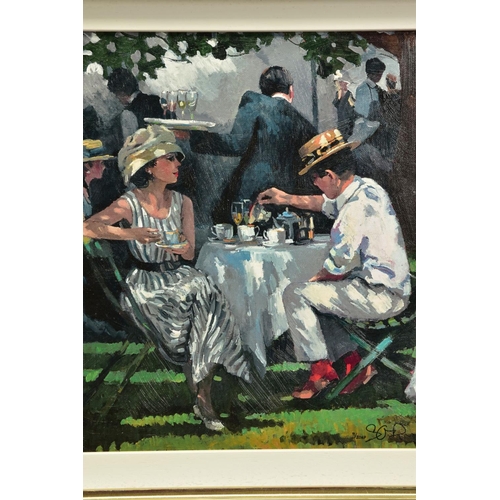 422 - SHERREE VALENTINE DAINES (BRITISH 1959) 'AFTERNOON TEA', a signed artist proof print of figures taki... 