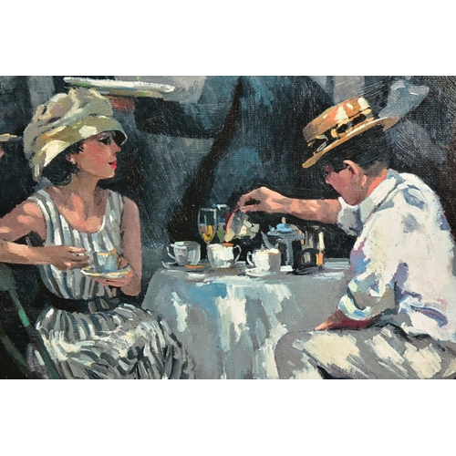 422 - SHERREE VALENTINE DAINES (BRITISH 1959) 'AFTERNOON TEA', a signed artist proof print of figures taki... 