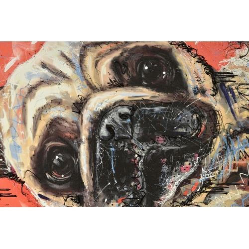 425 - SAMANTHA ELLIS (BRITISH 1992) 'HERE'S LOOKING AT YOU KID', a limited edition print of a pug dog 87/2... 