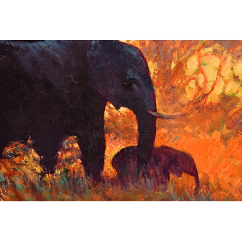 428 - ROLF HARRIS (AUSTRALIAN 1930) 'BACKLIT GOLD' a limited edition print 118/195 depicting Elephants, si... 